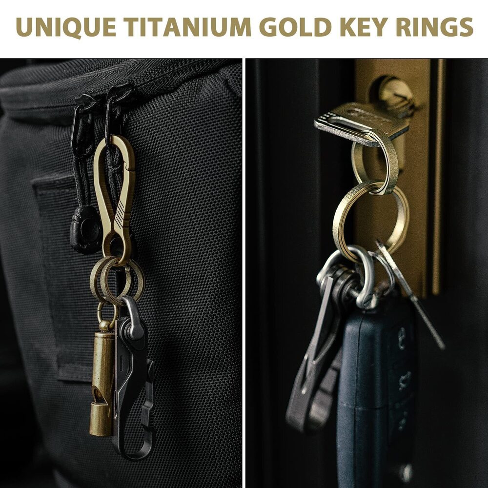 1877 Titanium Key Ring,Side Pushing Split Rings Kit for Keychains,Quick - Picture 5 of 7